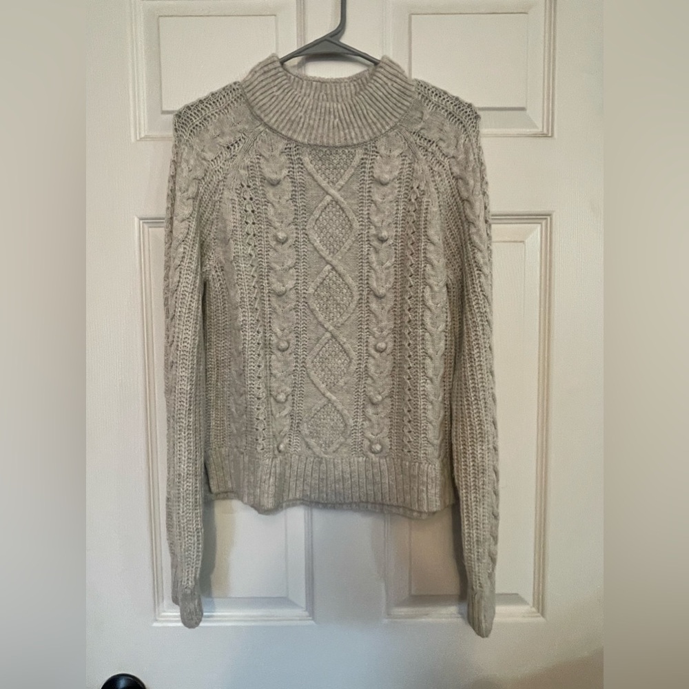 JCrew Knitted Pom Pom Cable Knit Sweater